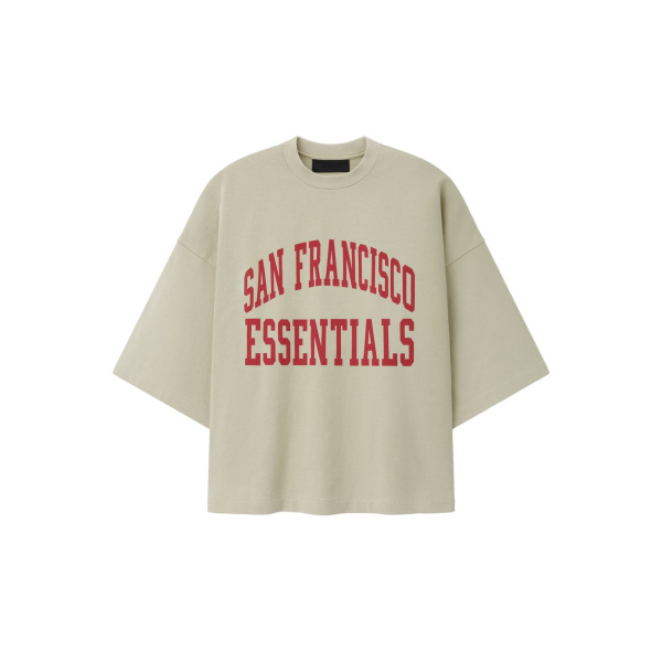 Fear of God Essentials 49ers Merch Tee in Sandstone | Coveti