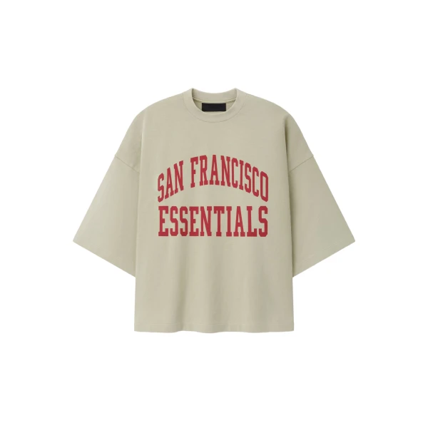 Fear of God Essentials 49ers Merch Tee in Sandstone | Coveti