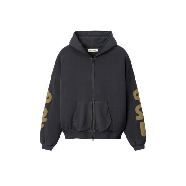 Fear of God Essentials 90s Zip-Up Hoodie in Washed Iron Grey | Coveti