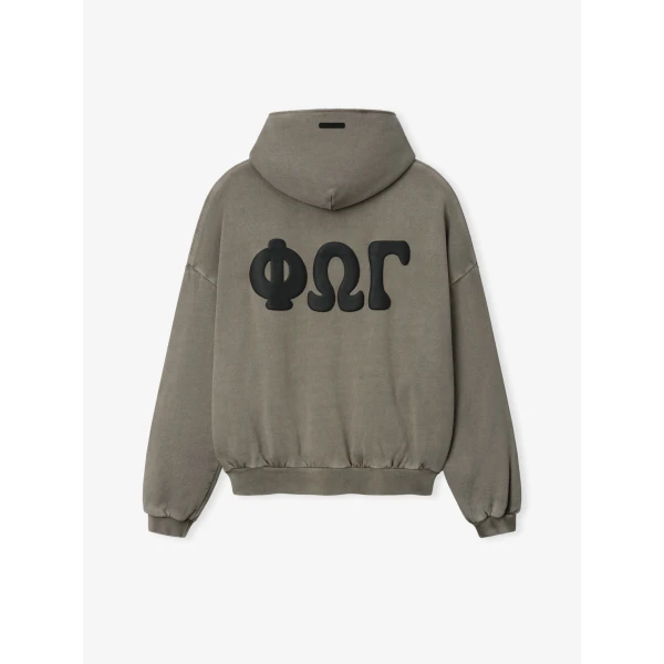 Fear of God Essentials 90s Zip-Up Hoodie in Washed Seal | Sweatshirts | Coveti