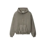 Fear of God Essentials 90s Zip-Up Hoodie in Washed Seal | Coveti