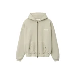 Fear of God Essentials 90s Zip-Up Hoodie in Washed Vanilla Heather | Coveti