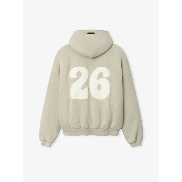 Fear of God Essentials 90s Zip-Up Hoodie in Washed Vanilla Heather | Sweatshirts | Coveti