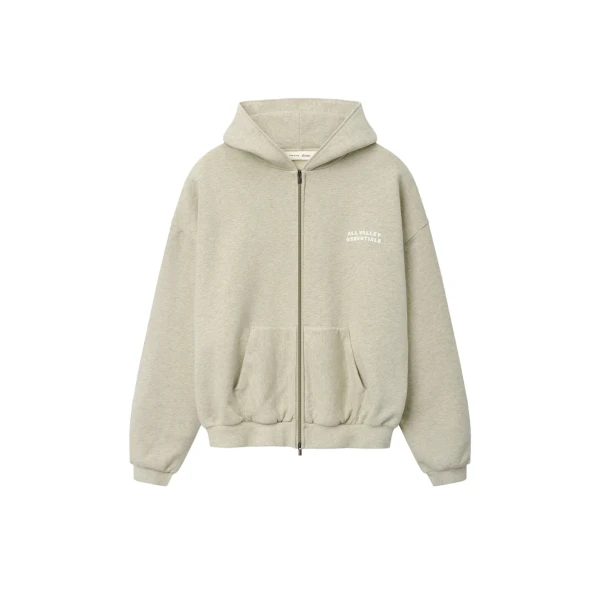Essentials 90s Zip-Up Hoodie in Washed Vanilla Heather
