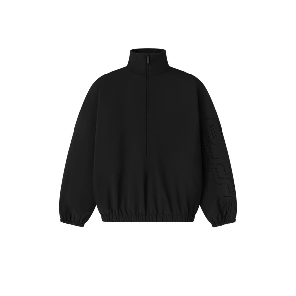Fear of God Essentials Active Trace Half Zip Track Jacket in Vintage Black | Coveti
