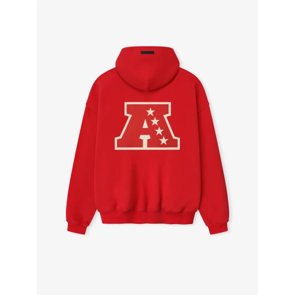 Fear of God Essentials American Sport Hoodie in Red | Sweatshirts | Coveti