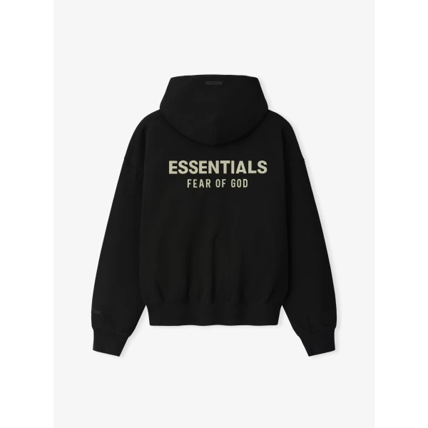 Fear of God Essentials Back Logo Classic Hoodie in Black | Sweatshirts | Coveti