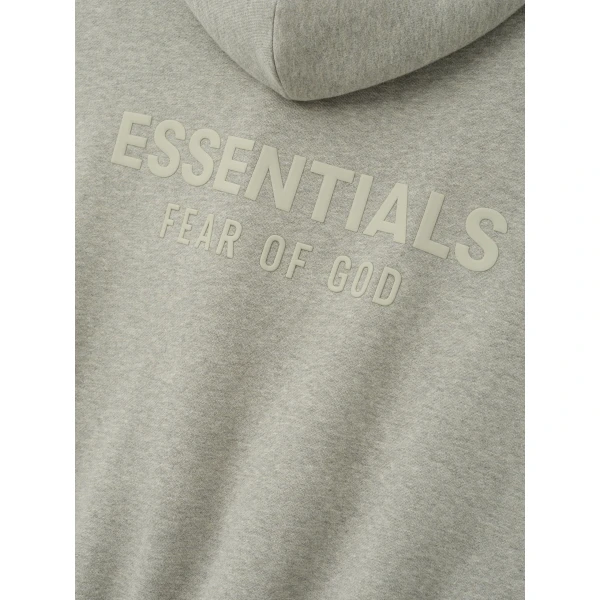 Fear of God Essentials Back Logo Classic Hoodie in Warm Heather | Sweatshirts | Coveti