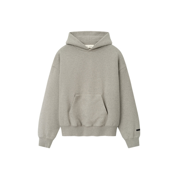 Fear of God Essentials Back Logo Classic Hoodie in Warm Heather | Coveti