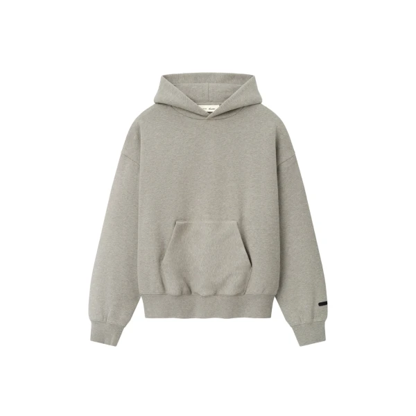 Fear of God Essentials Back Logo Classic Hoodie in Warm Heather | Coveti