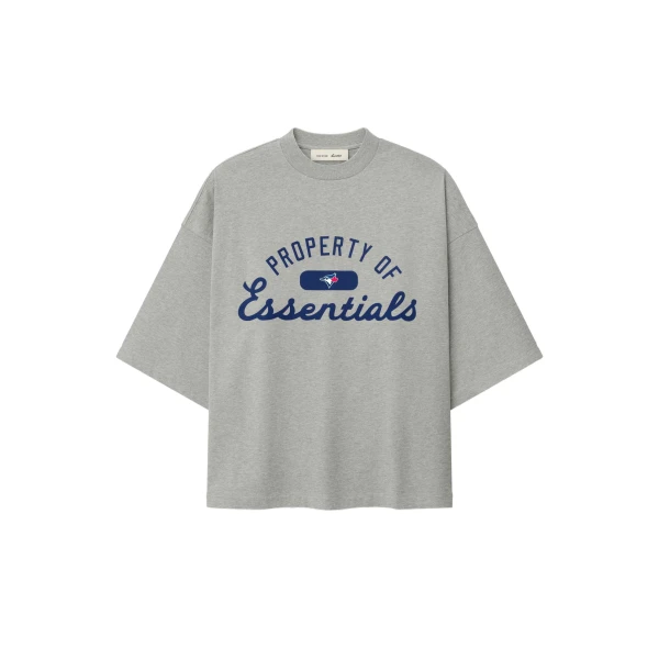 Fear of God Essentials Blue Jays Merch Tee in Concrete Heather | Coveti