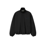 Fear of God Essentials Bonded Nylon Signature Full Zip Track Jacket in Black | Coveti