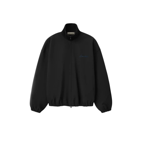 Essentials Bonded Nylon Signature Full Zip Track Jacket in Black