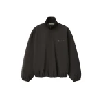 Fear of God Essentials Bonded Nylon Signature Full Zip Track Jacket in Ink Black | Coveti