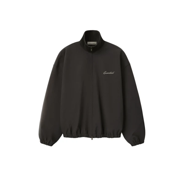 Essentials Bonded Nylon Signature Full Zip Track Jacket in Ink Black