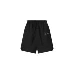 Fear of God Essentials Bonded Nylon Signature Relaxed Short with Slit in Black | Coveti