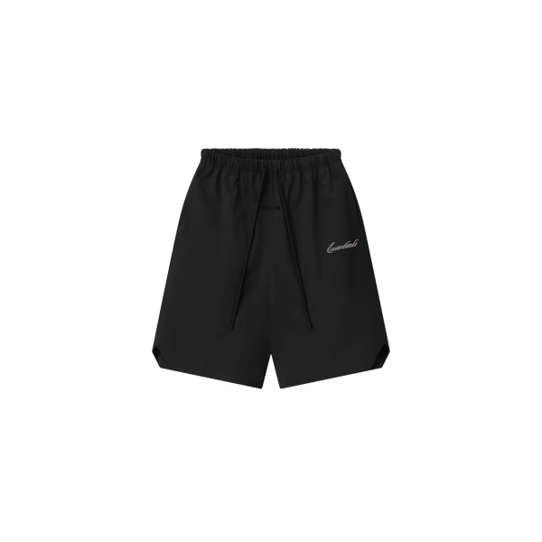Essentials Bonded Nylon Signature Relaxed Short with Slit in Black