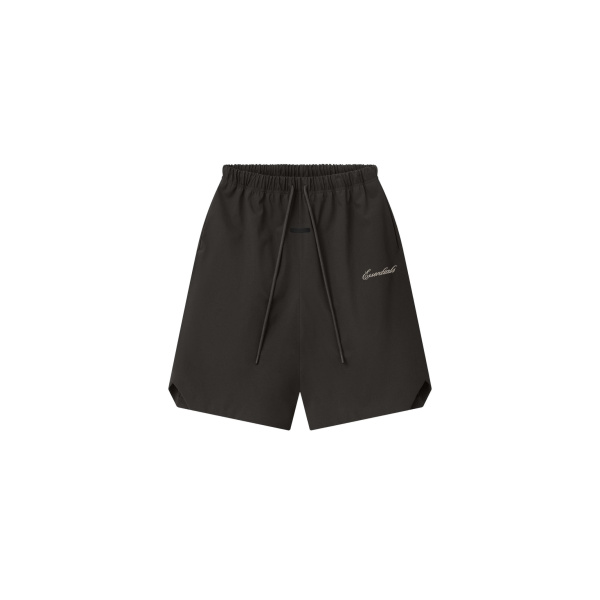 Fear of God Essentials Bonded Nylon Signature Relaxed Short with Slit in Ink Black | Coveti
