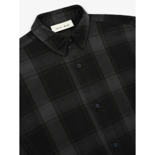 Fear of God Essentials Button Down Shirt in Black Plaid | Men Shirts | Coveti