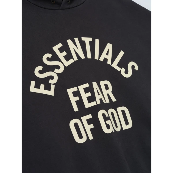 Fear of God Essentials Campus 90s Hoodie in Faded Black | Sweatshirts | Coveti