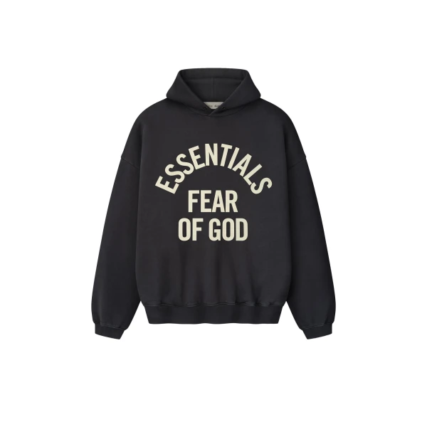 Fear of God Essentials Campus 90s Hoodie in Faded Black | Coveti