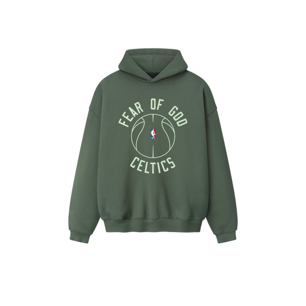 Fear of God Essentials Celtics x Barkley Hendricks 90s Hoodie in Balsam Green | Coveti