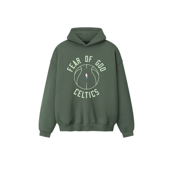 Fear of God Essentials Celtics x Barkley Hendricks 90s Hoodie in Balsam Green | Coveti