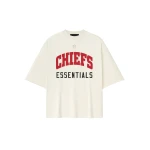Fear of God Essentials Chiefs 90s 3/4 Sleeve Football Tee in Cream White | Coveti