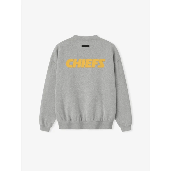 Fear of God Essentials Chiefs Sport Crewneck in Concrete Heather | Sweatshirts | Coveti