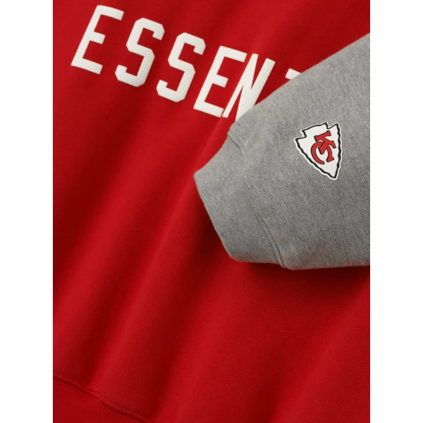 Fear of God Essentials Chiefs Sport Hoodie in Red and Concrete Heather | Sweatshirts | Coveti