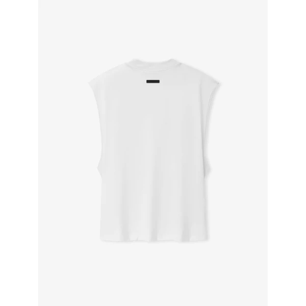 Fear of God Essentials Classic Cut-Off in Bright White | T-shirts & vests | Coveti