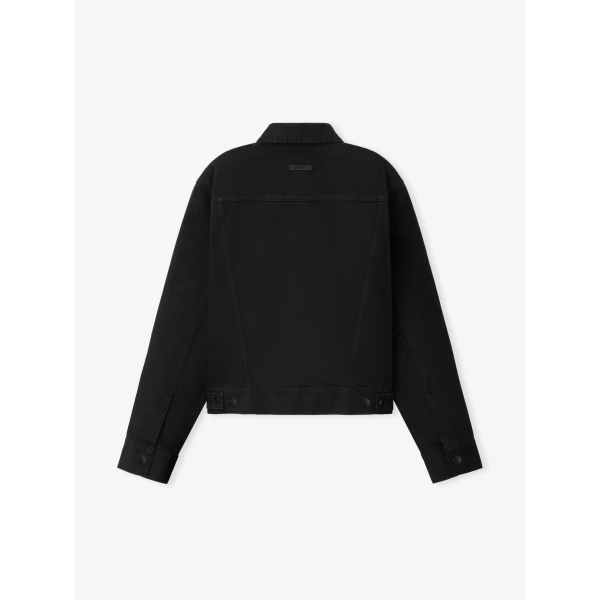 Fear of God Essentials Classic Denim Jacket in Overdyed Black | Men Jackets | Coveti