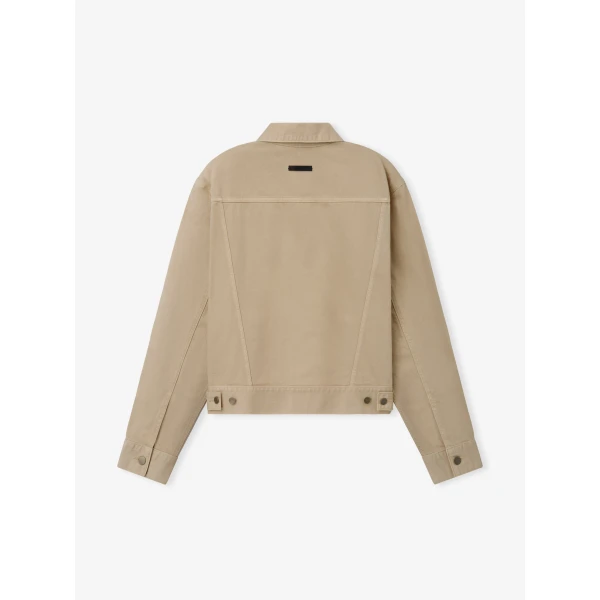 Fear of God Essentials Classic Denim Jacket in Overdyed Dune | Men Jackets | Coveti