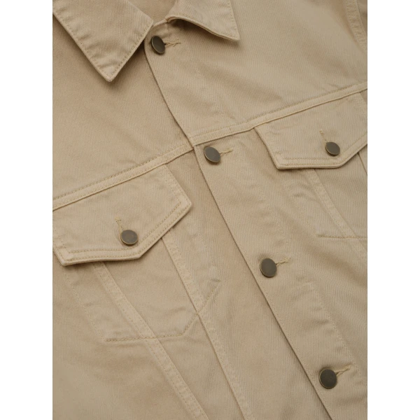 Fear of God Essentials Classic Denim Jacket in Overdyed Dune | Men Jackets | Coveti