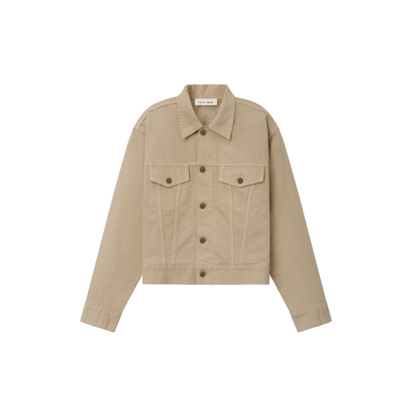 Fear of God Essentials Classic Denim Jacket in Overdyed Dune | Coveti