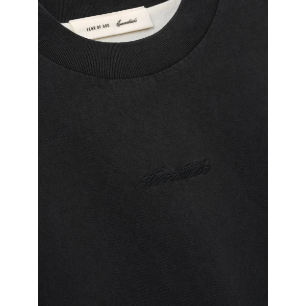 Fear of God Essentials Classic Double Layer Tee in Washed Vintage Black | T-shirts & vests | Coveti