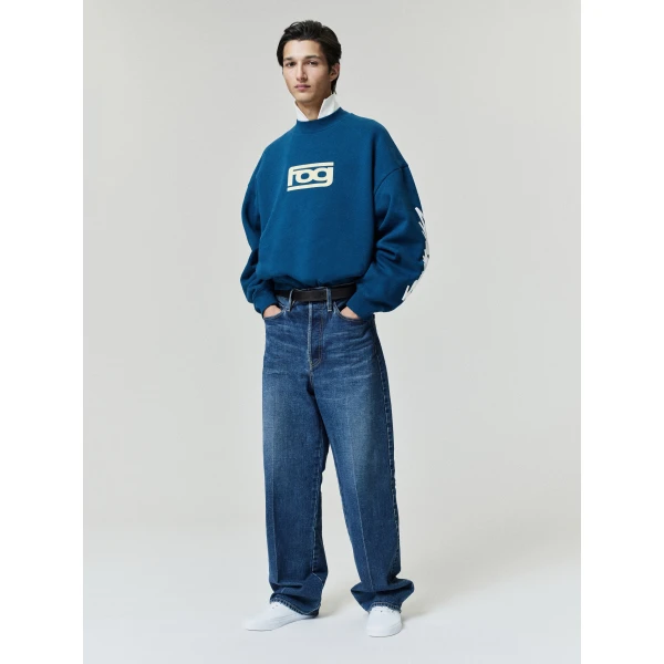 Fear of God Essentials Classic Half Raglan Hi-Crewneck in Night Sea | Sweatshirts | Coveti