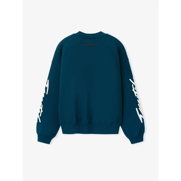 Fear of God Essentials Classic Half Raglan Hi-Crewneck in Night Sea | Sweatshirts | Coveti