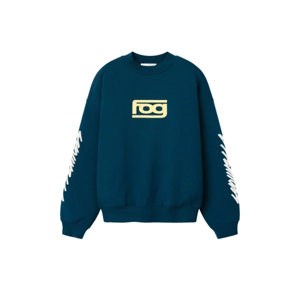 Fear of God Essentials Classic Half Raglan Hi-Crewneck in Night Sea | Coveti
