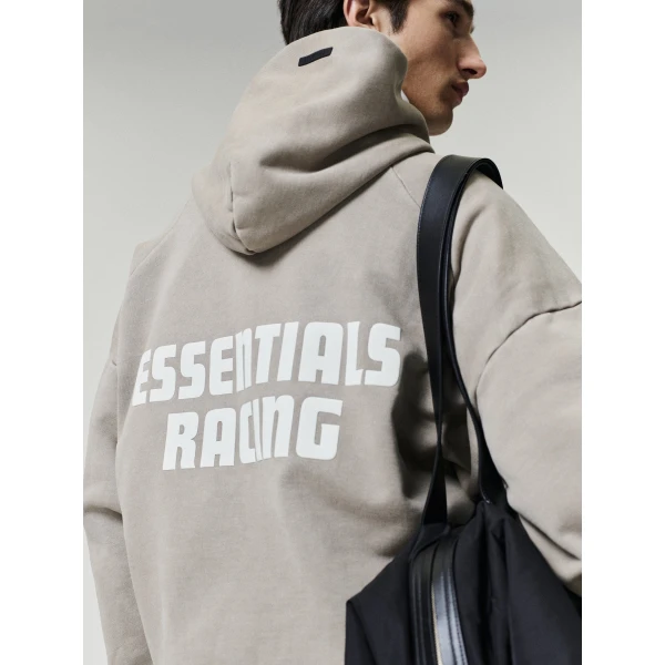 Fear of God Essentials Classic Half Raglan Hoodie in Washed Clay | Sweatshirts | Coveti