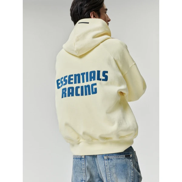Fear of God Essentials Classic Half Raglan Hoodie in Washed Sulphur | Sweatshirts | Coveti