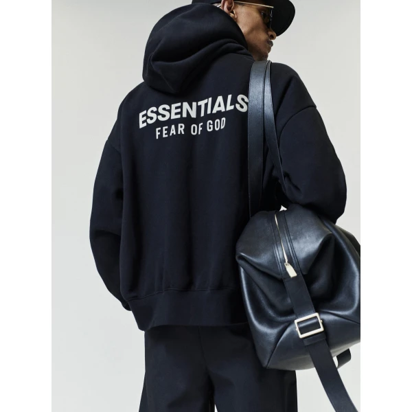 Fear of God Essentials Classic Zip-Up Hoodie in Black | Sweatshirts | Coveti