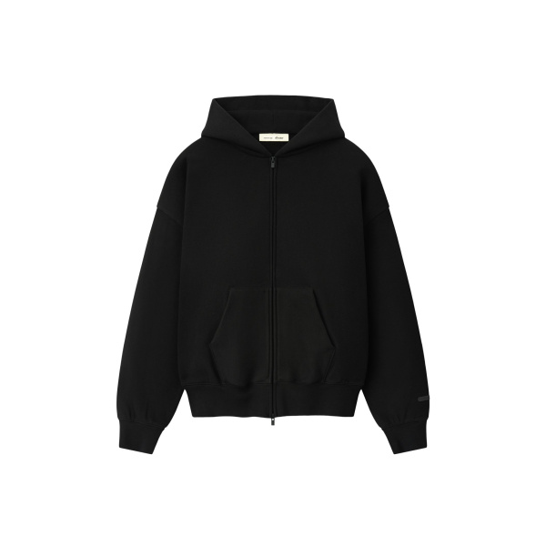 Fear of God Essentials Classic Zip-Up Hoodie in Black | Coveti