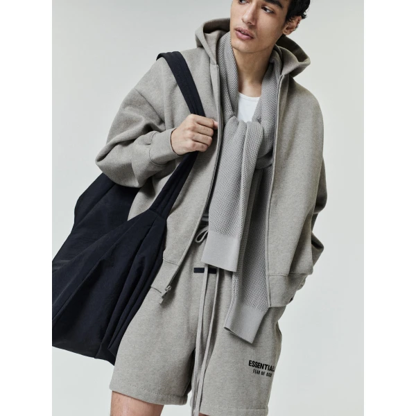 Fear of God Essentials Classic Zip-Up Hoodie in Homestead Heather | Sweatshirts | Coveti