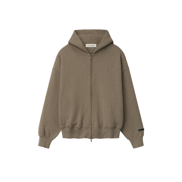 Fear of God Essentials Classic Zip-Up Hoodie in Homestead Heather | Coveti