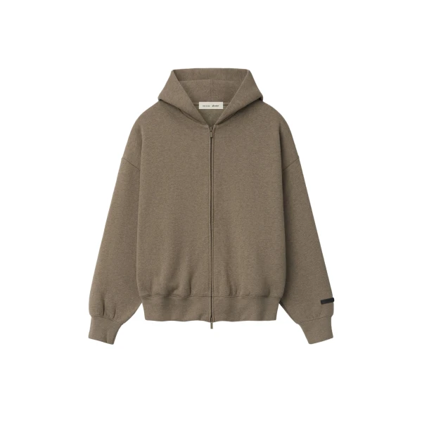 Fear of God Essentials Classic Zip-Up Hoodie in Homestead Heather | Coveti