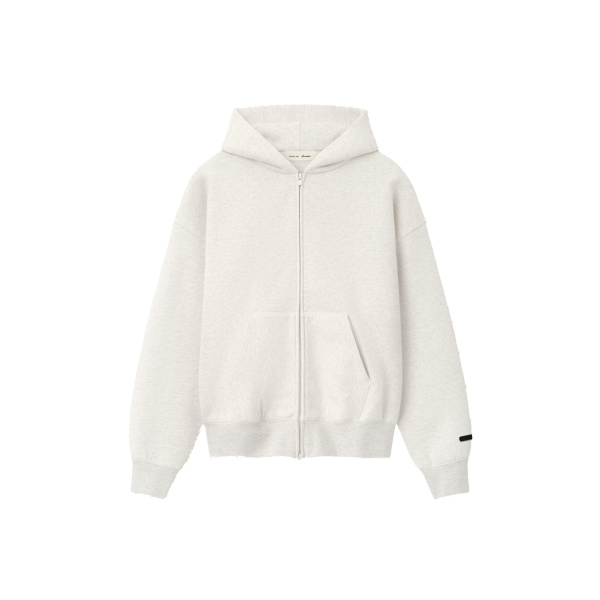 Fear of God Essentials Classic Zip-Up Hoodie in Oatmeal Heather | Coveti
