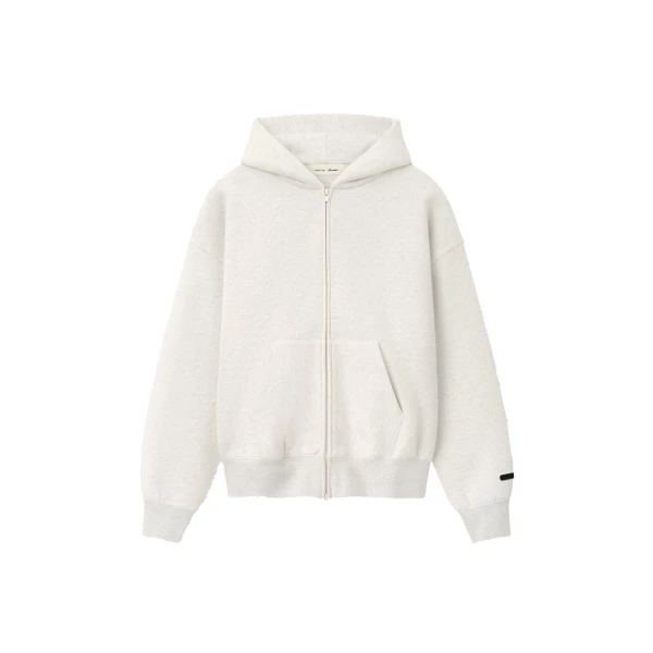 Fear of God Essentials Classic Zip-Up Hoodie in Oatmeal Heather | Coveti
