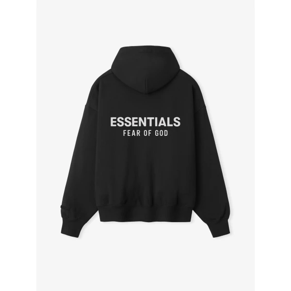 Fear of God Essentials Classic Zip-Up Hoodie in Vintage Black and White | Sweatshirts | Coveti