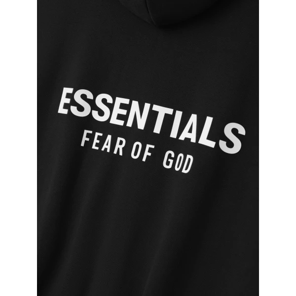 Fear of God Essentials Classic Zip-Up Hoodie in Vintage Black and White | Sweatshirts | Coveti